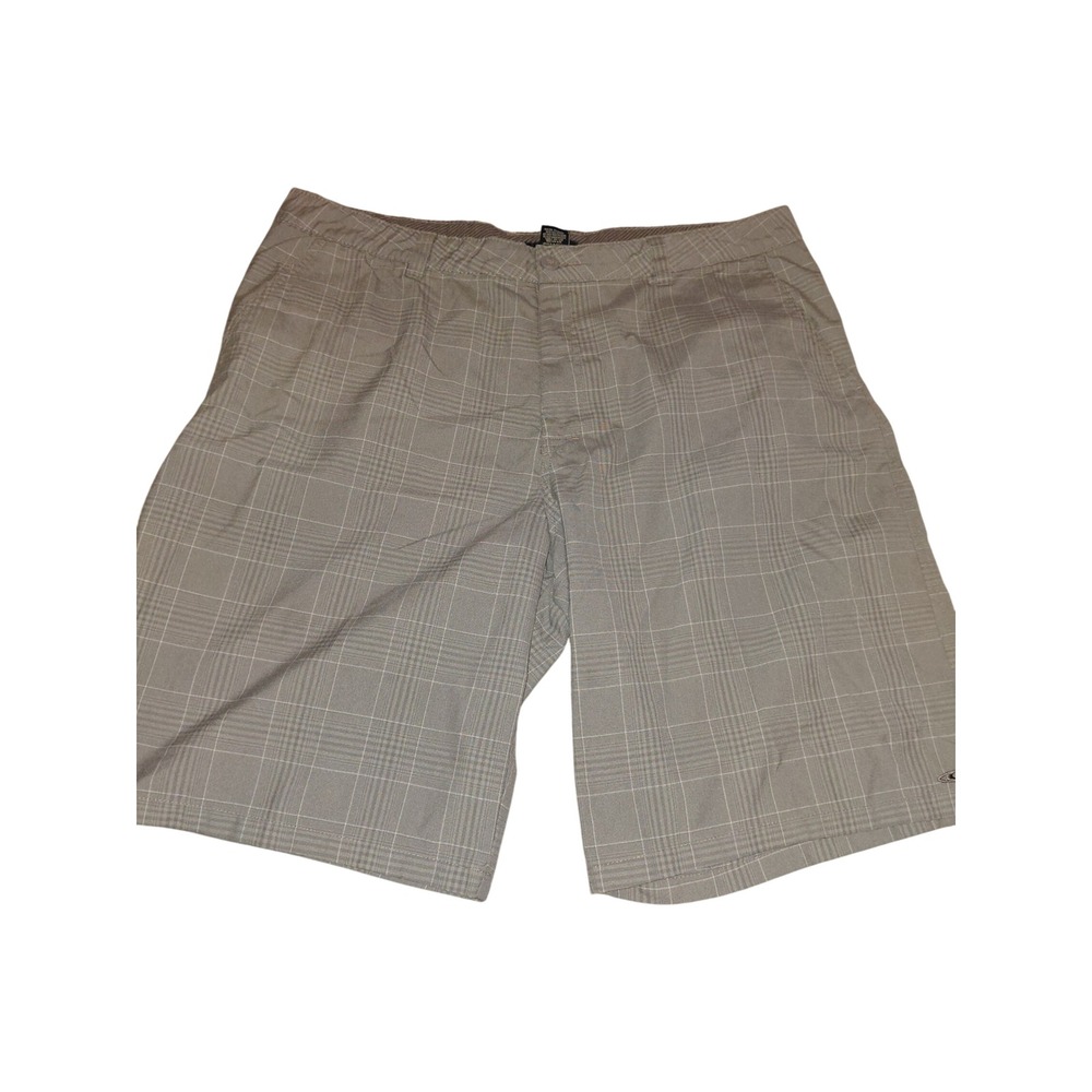 O'Neill Mens Plaid Hybrid Shorts Gray Tan Size 40 Casual Board Shorts